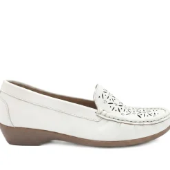 Leather Cut Out Detail Moccasin - White
