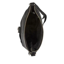 Leather Daily Zip-Close Crossbody Bag - Black