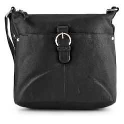 Leather Daily Zip-Close Crossbody Bag - Black