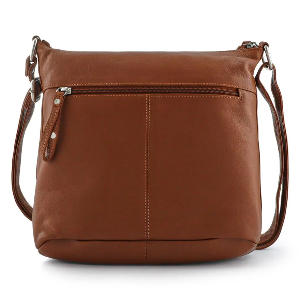 Leather Daily Zip-Close Crossbody Bag - Tan