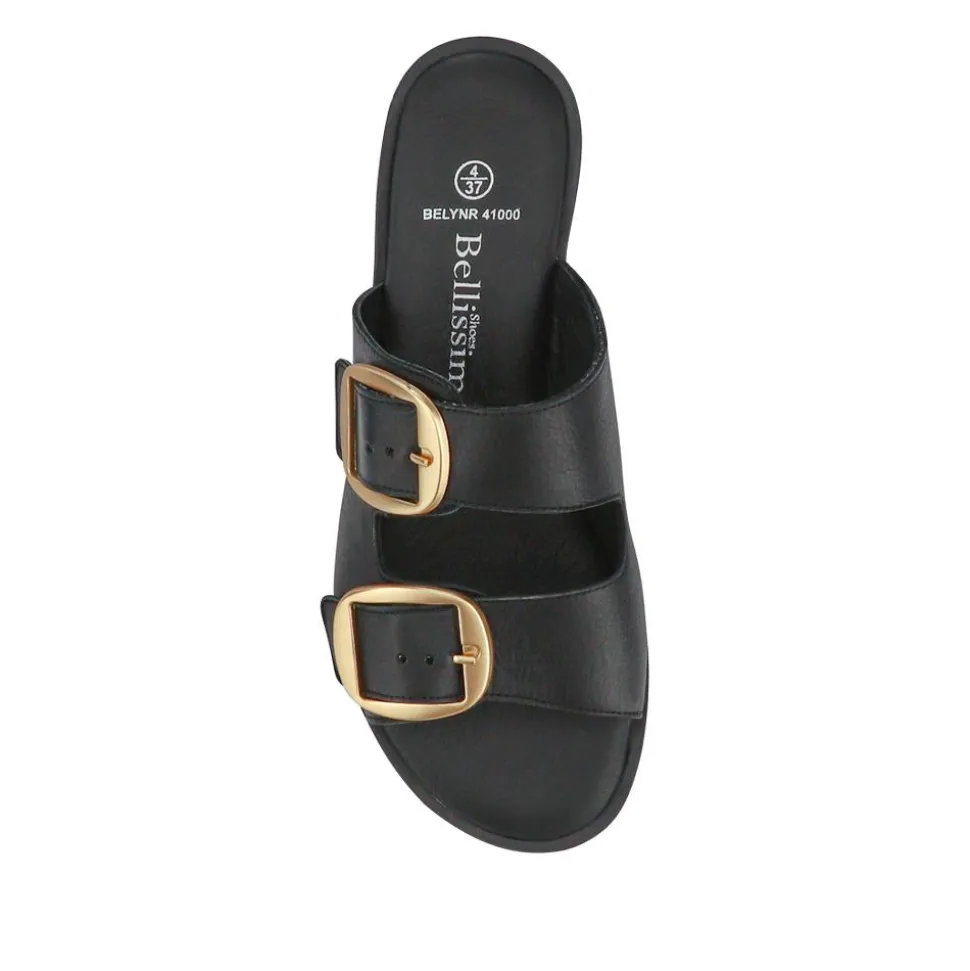 Leather Dual-Fastening Mules - Black