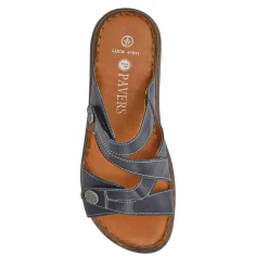 Leather Dual-Fastening Sandals - Navy
