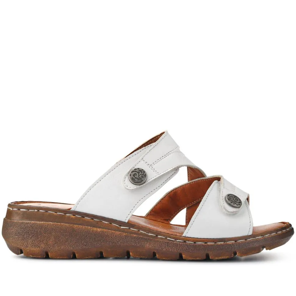 Leather Dual-Fastening Sandals - White