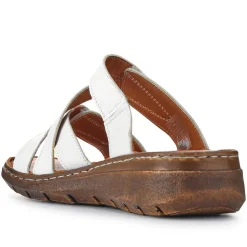 Leather Dual-Fastening Sandals - White