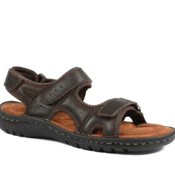 Leather Dual Fit Sandals - Dark Brown