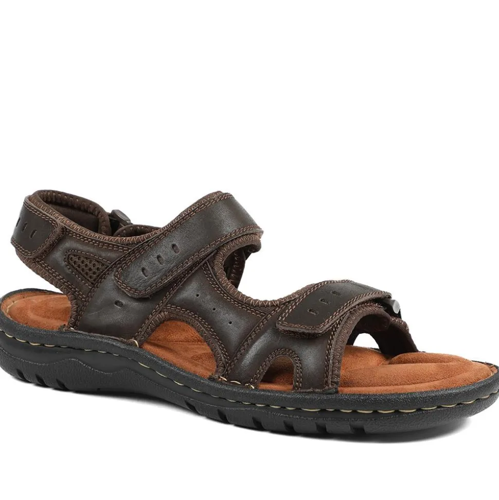 Leather Dual Fit Sandals - Dark Brown