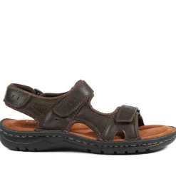Leather Dual Fit Sandals - Dark Brown