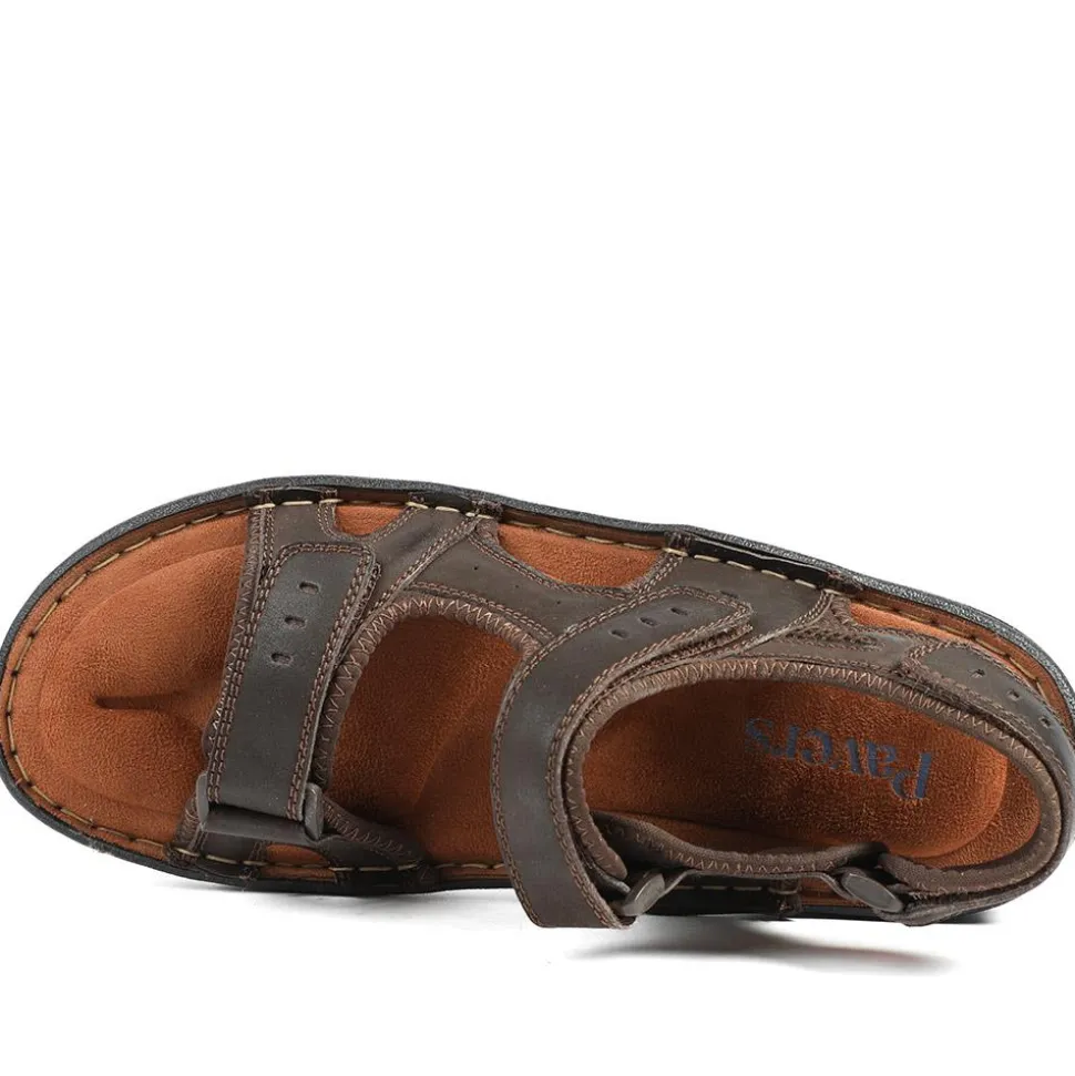 Leather Dual Fit Sandals - Dark Brown