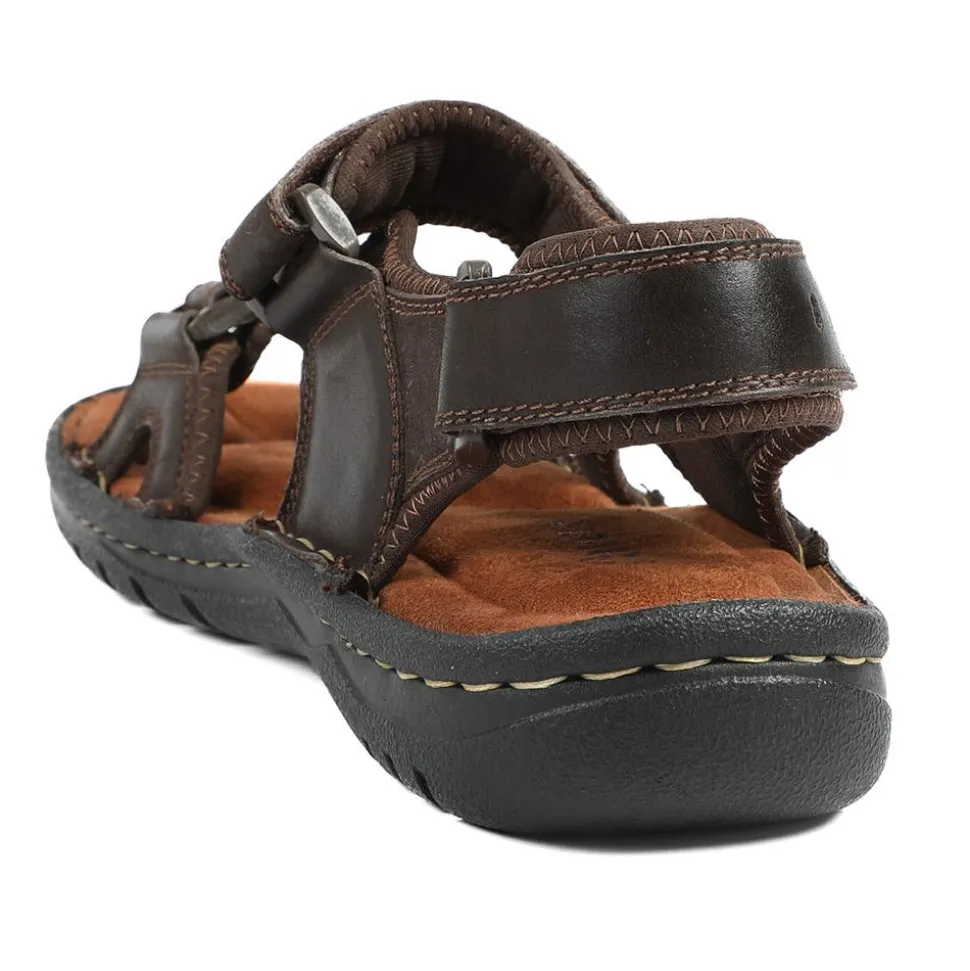 Leather Dual Fit Sandals - Dark Brown