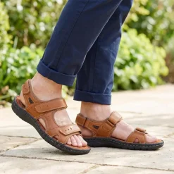 Leather Dual Fit Sandals - Tan