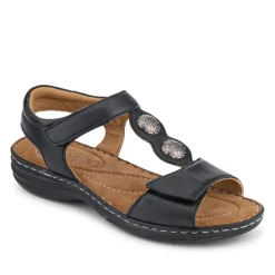 Leather Dual-Touch-Fastening Sandals - Black