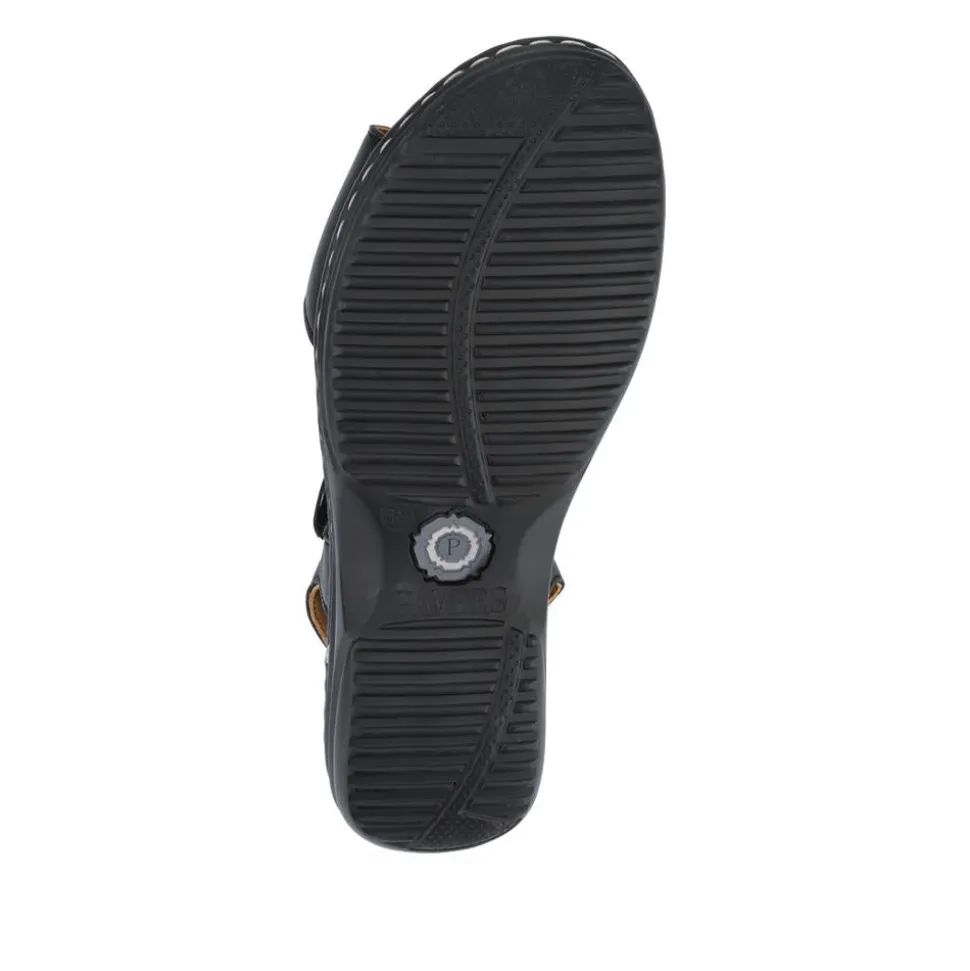 Leather Dual-Touch-Fastening Sandals - Black