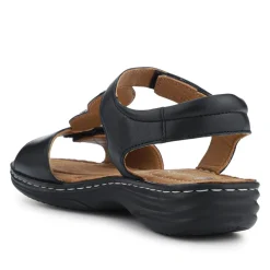 Leather Dual-Touch-Fastening Sandals - Black