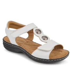 Leather Dual-Touch-Fastening Sandals - White
