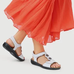 Leather Dual-Touch-Fastening Sandals - White