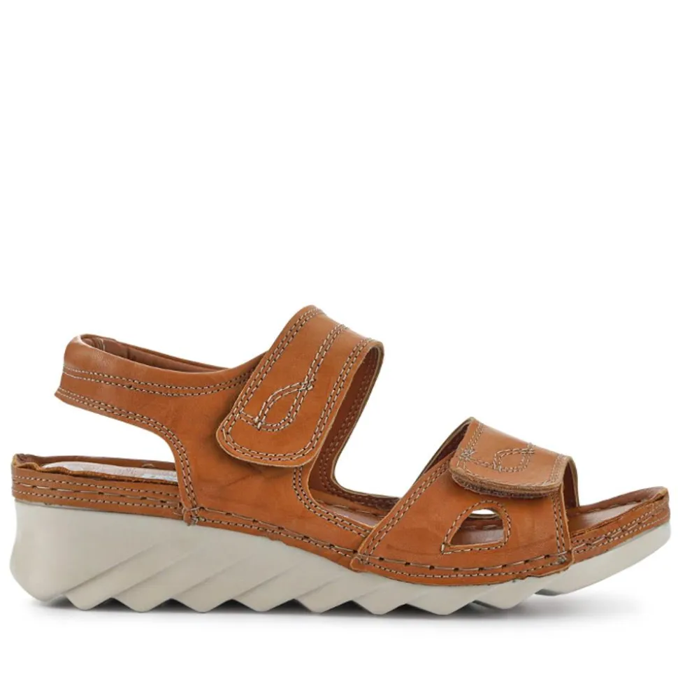 Leather Dual Touch-Fasten Sandals - Camel