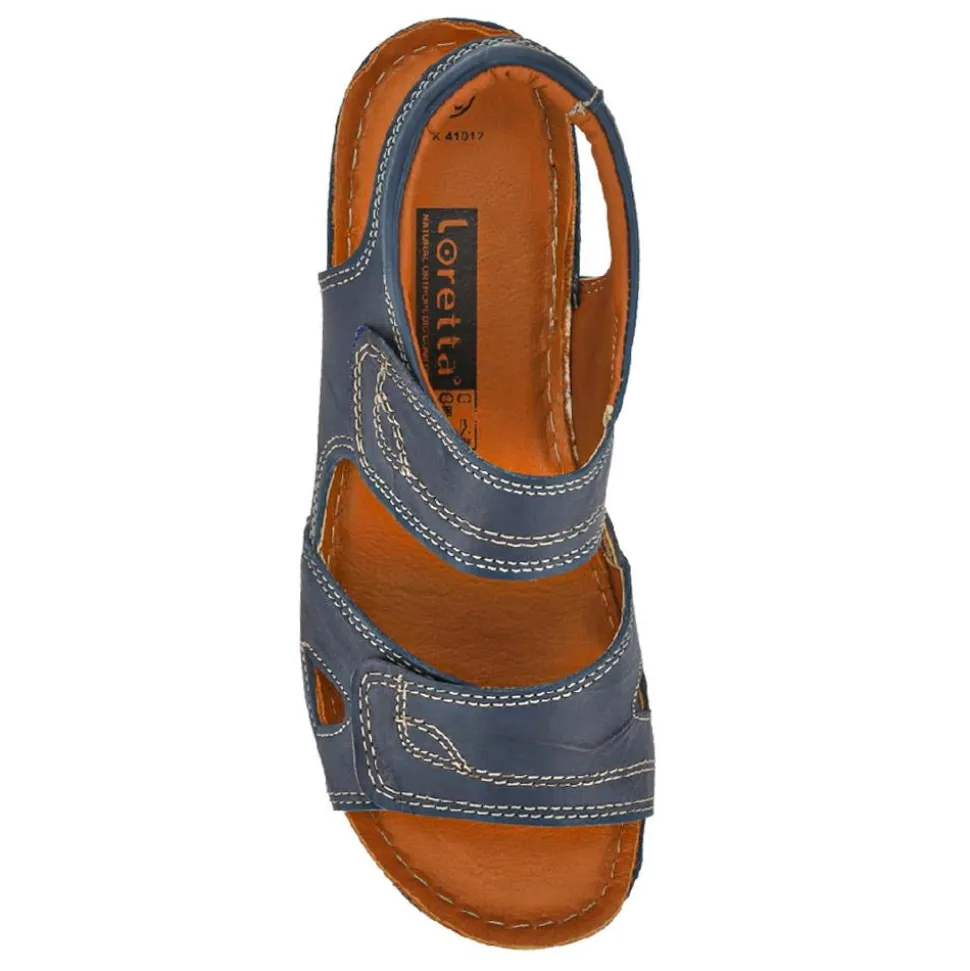 Leather Dual Touch-Fasten Sandals - Navy