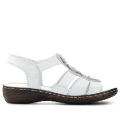 Leather Elasticated Sandals - White