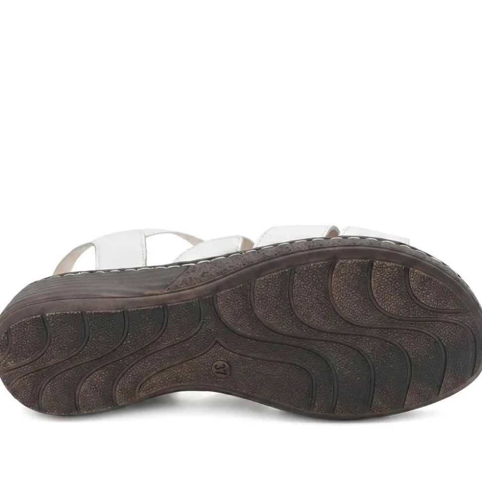 Leather Elasticated Sandals - White Multi