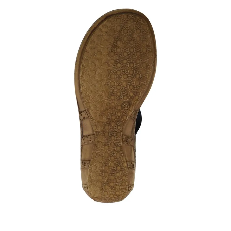 Leather Elastic-Fit Sandals - Navy