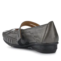Leather Extra-Cushioned Mary Janes - Pewter