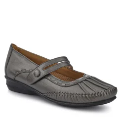 Leather Extra-Cushioned Mary Janes - Pewter