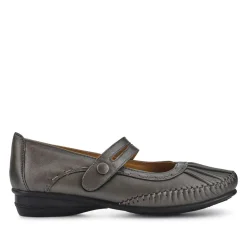 Leather Extra-Cushioned Mary Janes - Pewter