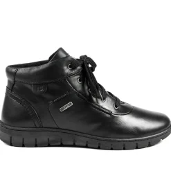 Leather Faux-Fur-Lined Ankle Boots - Black