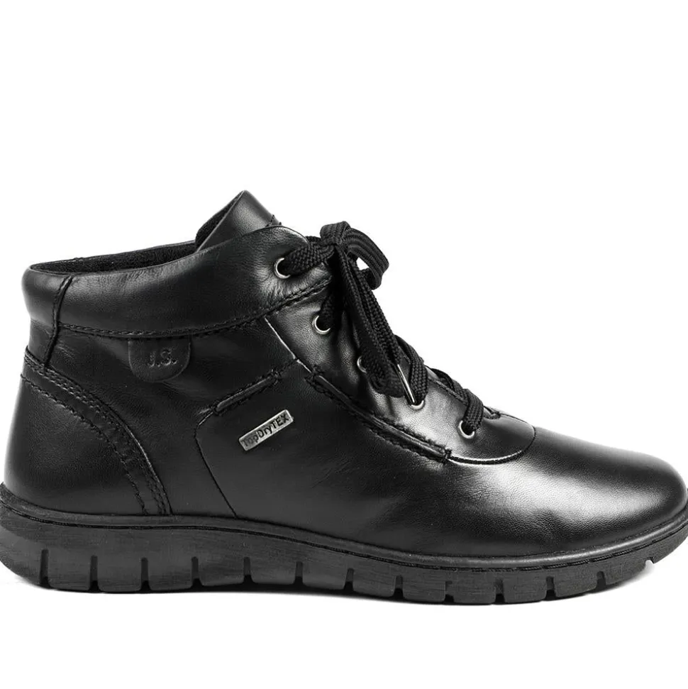 Leather Faux-Fur-Lined Ankle Boots - Black