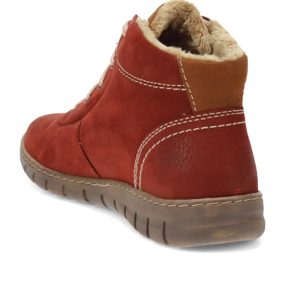 Leather Faux-Fur-Lined Ankle Boots - Bordeaux