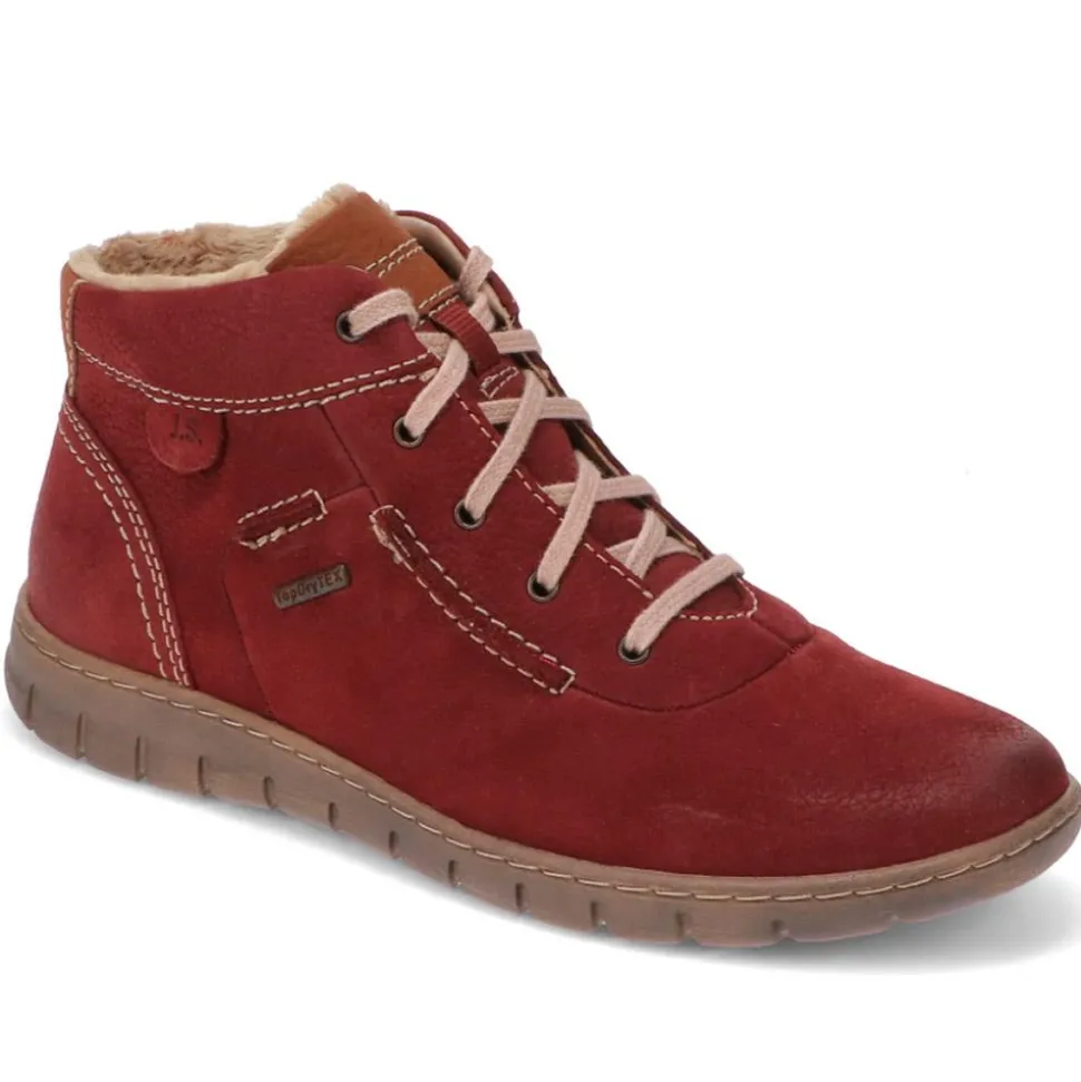 Leather Faux-Fur-Lined Ankle Boots - Bordeaux