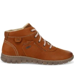Leather Faux-Fur-Lined Ankle Boots - Cognac