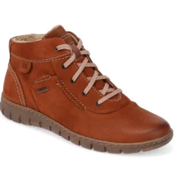 Leather Faux-Fur-Lined Ankle Boots - Cognac