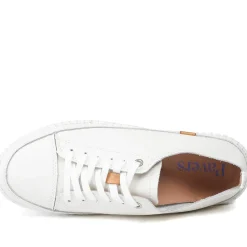 Leather Flexible Lightweight Lace Up Trainers - White