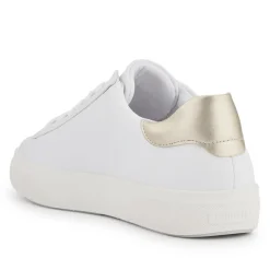 Leather Floral Patterned Trainers - White Metallic