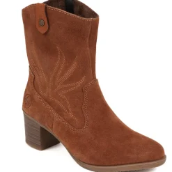 Leather Heeled Ankle Boots - Tan