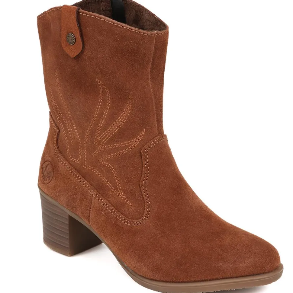 Leather Heeled Ankle Boots - Tan