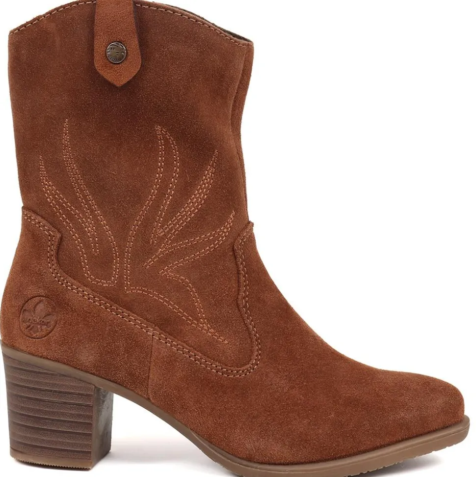 Leather Heeled Ankle Boots - Tan