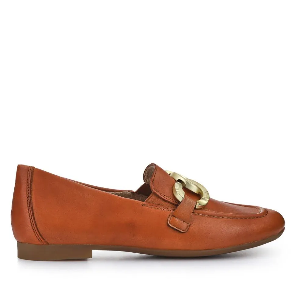 Leather Heeled Loafers - Tan