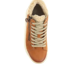 Leather High-Top Trainers - Tan
