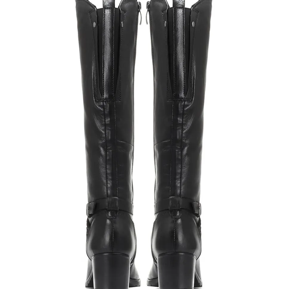 Leather Knee High Boot - Black