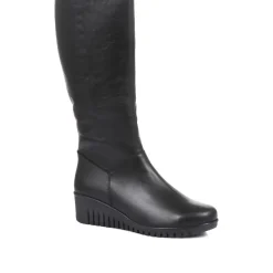 Leather Knee-High Boots - Black