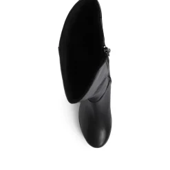 Leather Knee-High Boots - Black