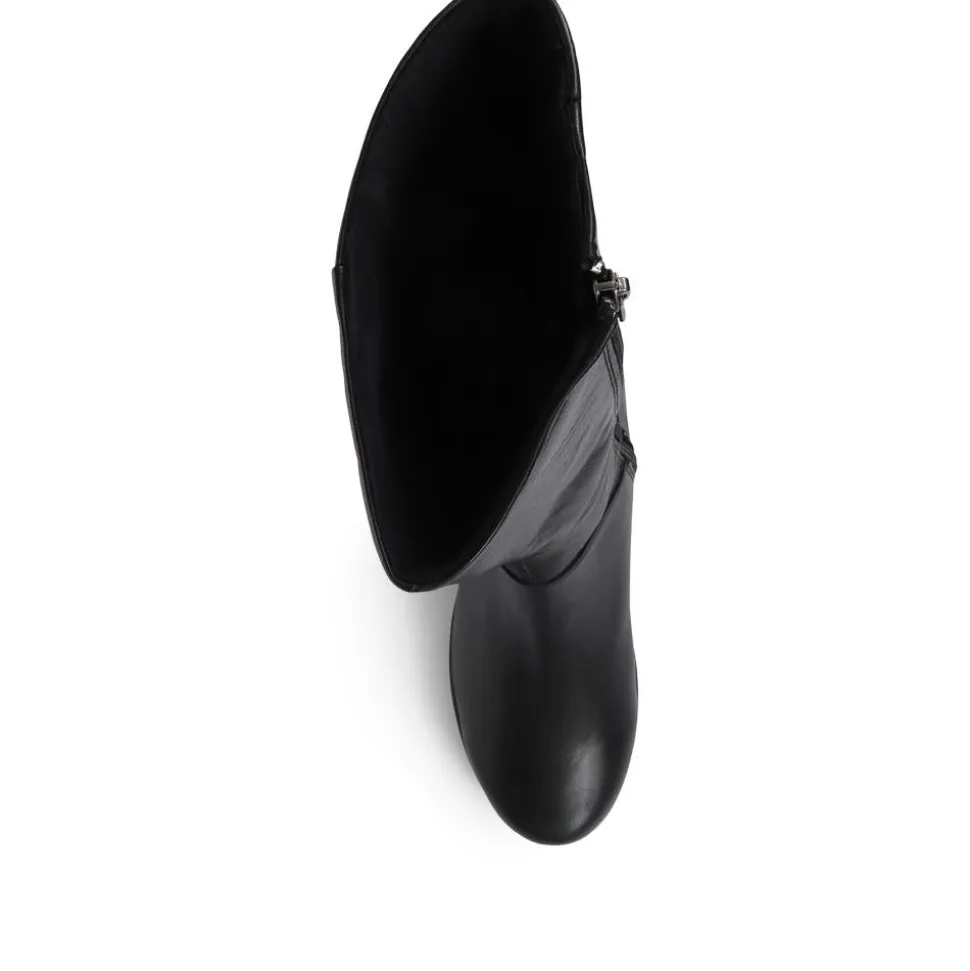 Leather Knee-High Boots - Black