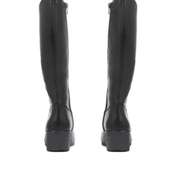 Leather Knee-High Boots - Black
