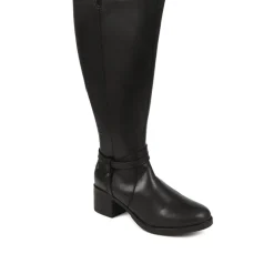 Leather Knee High Boots - Black