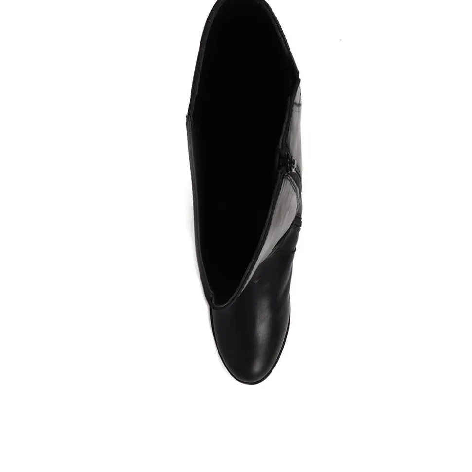 Leather Knee High Boots - Black