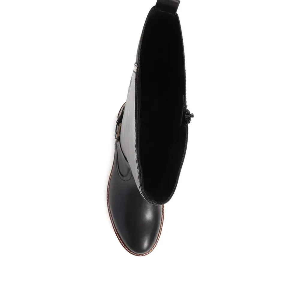Leather Knee-High Boots - Black
