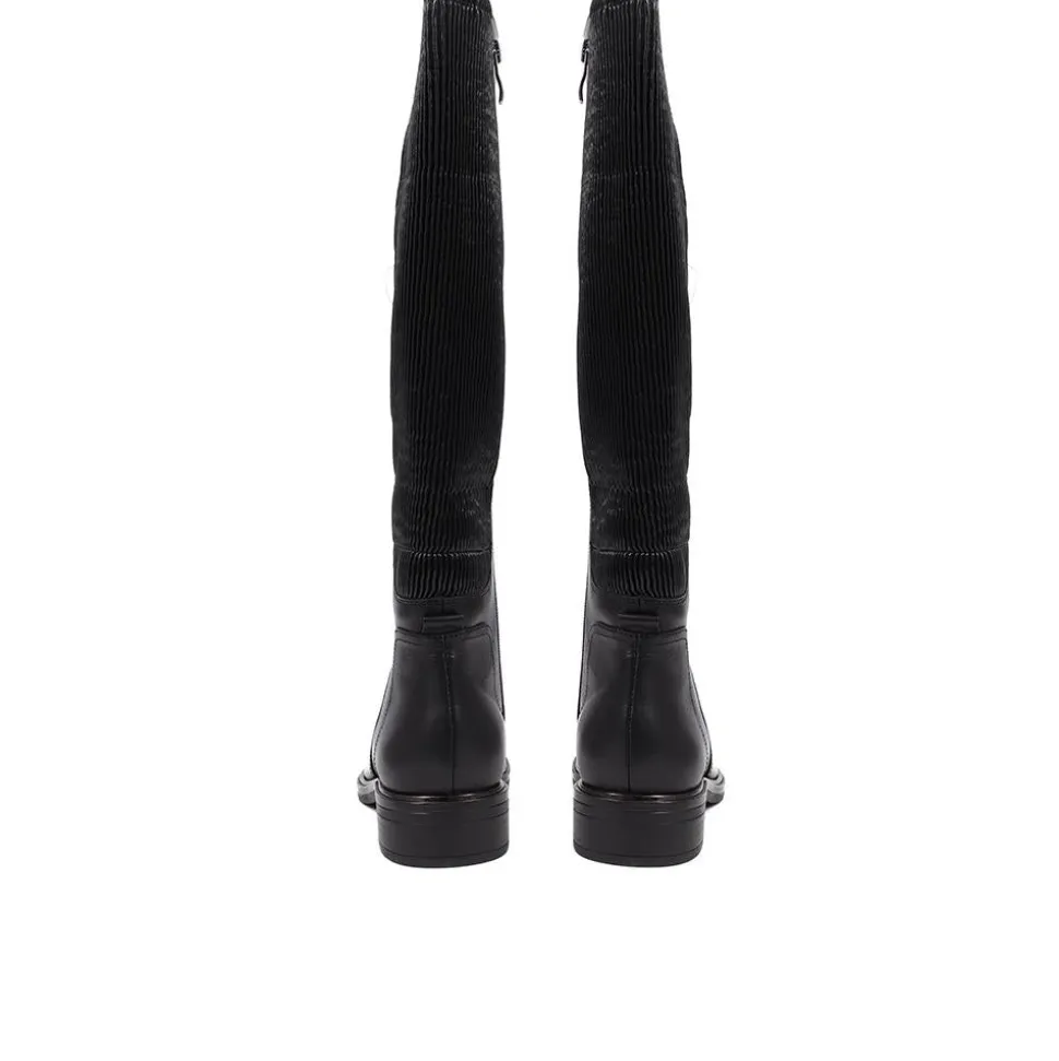 Leather Knee High Boots - Black
