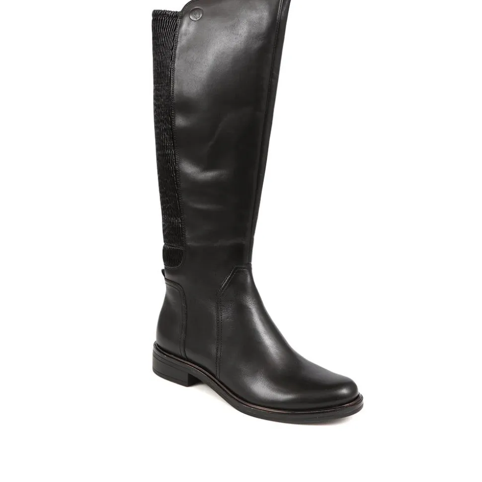 Leather Knee High Boots - Black